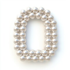 Obraz premium Number 0 made of elegant white pearls with a lustrous shine isolated on a clean white background