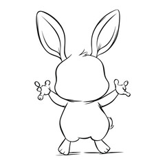 Obraz premium Playful Bunny Standing with Its Back Turned