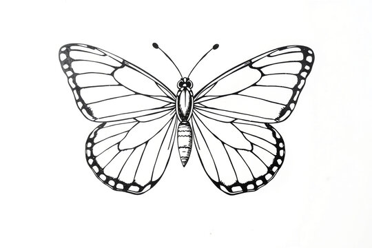 black and white butterfly for bold and easy coloring book image isolated on white background