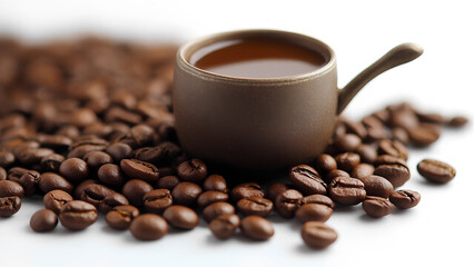 Fototapeta premium coffee beans and cup
