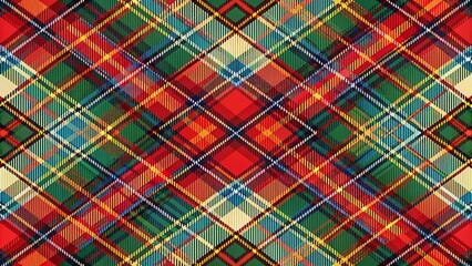 traditional tartan pattern of Scotland, featuring distinctive crisscross design in various colors