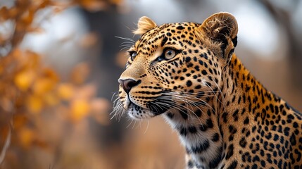Naklejka premium Majestic Leopard Gazing Into The Distance
