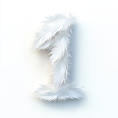 Obraz premium Number 1 made of delicate white feathers with soft shadows isolated on a clean white background