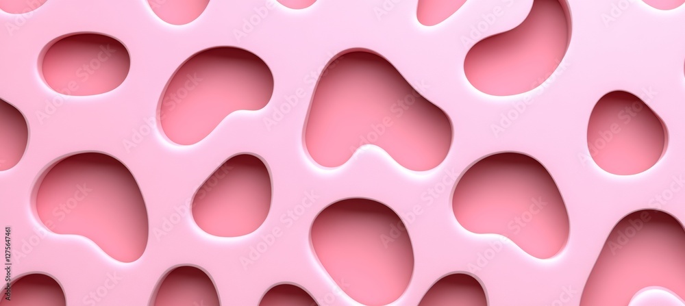 Poster soft pink wave shape seamless 3d pattern background minimalist abstract design ,gentle and delicate