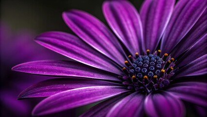 Obraz premium Purple Aster's Majesty: A captivating close-up reveals the vibrant petals and intricate details of a radiant purple aster, its delicate form showcased against a soft, blurred background.