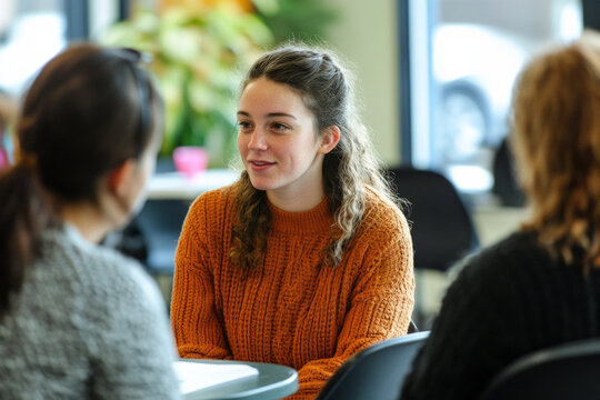 Diverse participants engage in stress management workshop focusing on mental health counseling techniques