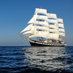 Sailing ship under sail. Yachting. Sailing race