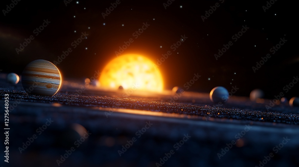 Aufkleber a dramatic rendering of jupiter and a distant star in deep space