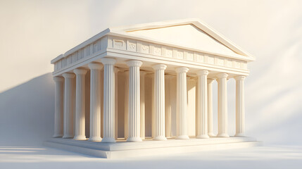 Obraz premium Classical building with large columns, elegant architecture featuring a triangular pediment, suitable for educational use and historical themes.