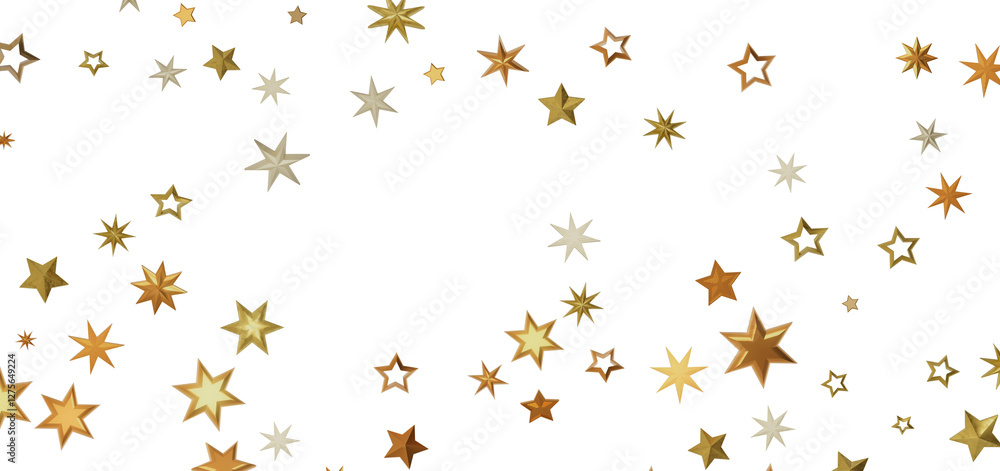 Poster a black background with a multitude of golden stars, creating a starry sky effect and a feeling of c