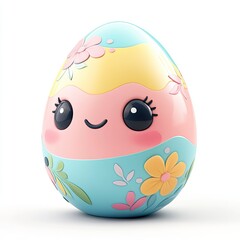 Cute decorative egg with pastel colors and floral designs, perfect for spring celebrations and festive occasions