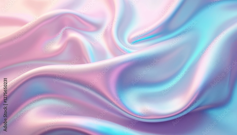 Poster shiny holographic foil background with rainbow gradient. pastel color paper with chrome holo art eff