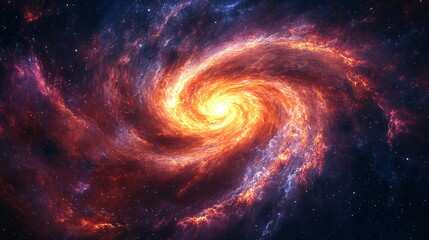 Obraz premium Fiery Spiral Galaxy Cosmic Nebula Swirling Stars