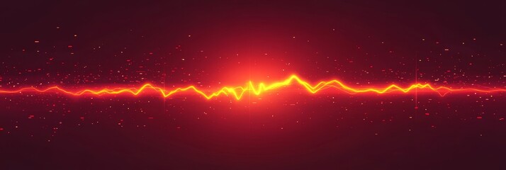 Abstract ECG background, vibrant red and yellow, zigzag line, digital healthcare visualization