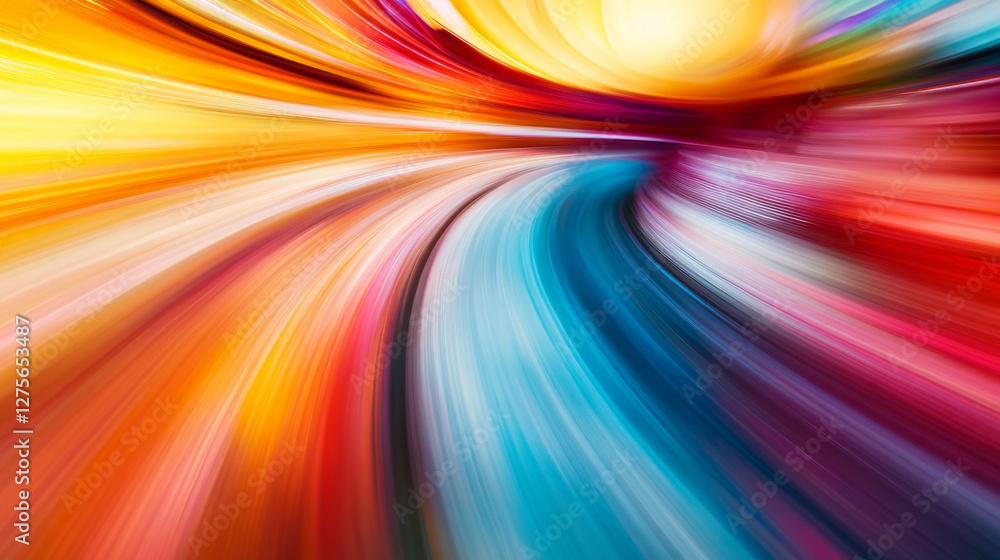 Poster vibrant colors create a dynamic motion blur effect in an abstract landscape of swirling hues