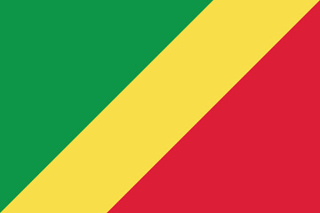 Congo flag. Flag of Congo. The official ratio. Flag icon. Standard color. Standard size. A rectangular flag. Computer illustration. Digital illustration. Vector illustration.