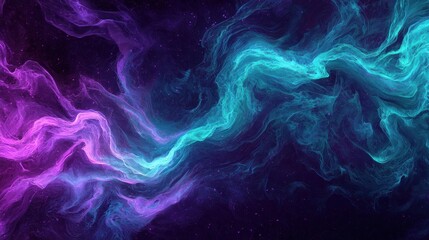 Abstract Nebula: Cosmic Dance of Purple and Teal