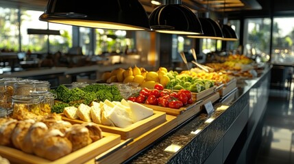 Fototapeta premium Lavish Hotel Breakfast Buffet: A Culinary Delight