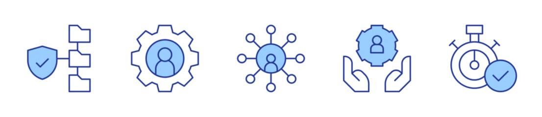 management, data management, leader, community, time management. Manager Icon vector illustration. Line Duotone style. Editable stroke