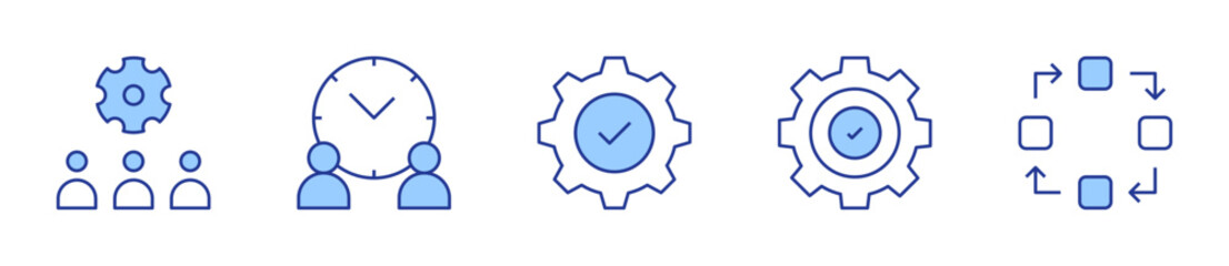 management, settings, time management, problem solving, workflow. Manager Icon vector illustration. Line Duotone style. Editable stroke