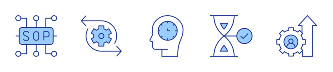 time management, business, sop, recovery. Manager Icon vector illustration. Line Duotone style. Editable stroke