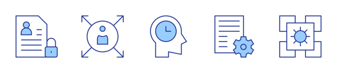 time management, personal information, content management, manager, application. Manager Icon vector illustration. Line Duotone style. Editable stroke