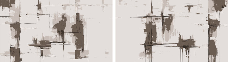 Obraz premium Abstract background designs in sepia color blending textured forms with bold paint strokes