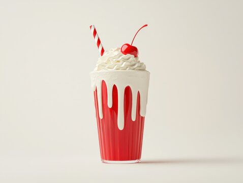 Delicious American Fast Food Milkshake Retro Diner Beverage Photography Minimalist Setting Close-Up View Indulgent Treat