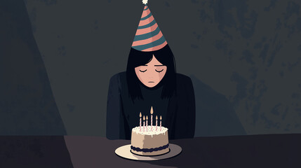 birthday cake in sad mood