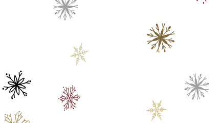 Hand Drawn Snowflakes on White Background