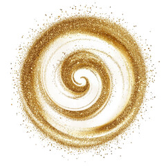 an abstract festive swirl of golden particles, artistic and minimal design, hand-drawn look, transparent background, PNG