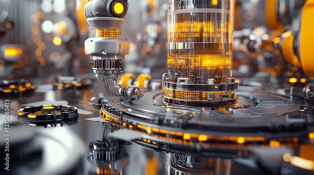 Poster 3d illustration of machine learning and artificial intelligence concept