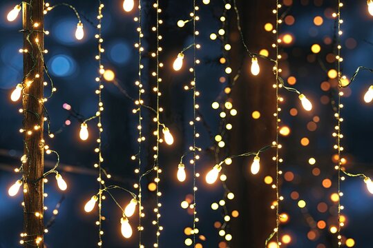 Realistic Twinkling Lights and Streamers Seamless Decorative Pattern - Powered by Adobe