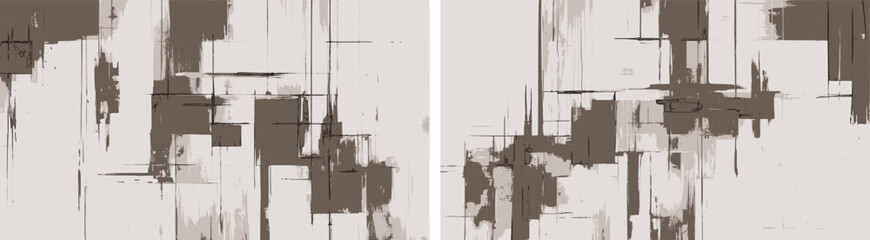 Obraz premium Modern abstract designs set in sepia color blending textured forms with bold paint strokes