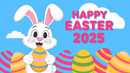 Happy Easter 2025 Cartoon Bunny