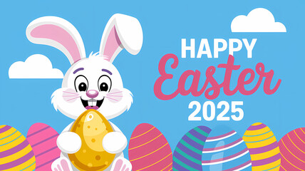 Happy Easter 2025 Cartoon Bunny