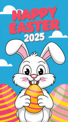 Happy Easter 2025 Cartoon Bunny