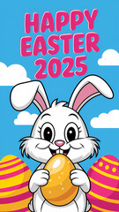 Happy Easter 2025 Cartoon Bunny