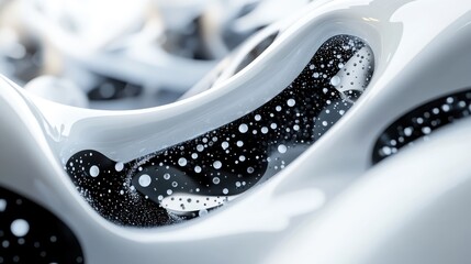Obraz premium Abstract Close-Up of Fluid Patterns with Bubbles and Textures in Black and White