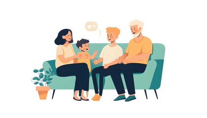 Happy family spending quality time together on the couch