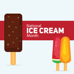 National Ice Cream Month. flat design. story design. flat illustration. simple and elegant	