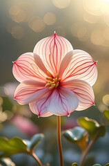Fototapeta premium A beautiful close-up of a begonia flower in the morning light. Created with generated AI.