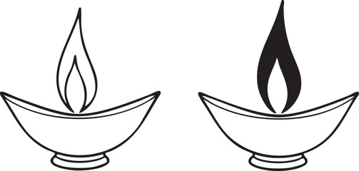 A black and white drawing of a candle with a flame and a symbol of a flame