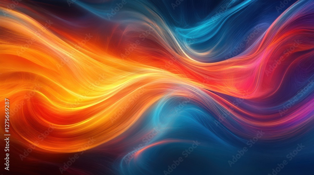 Poster abstract flow of colorful swirls in warm and cool tones for background or wallpaper use