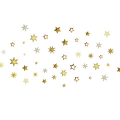 A scattering of golden stars on a black background, creating a festive and sparkly effect. The stars are of different sizes and shine brightly, evoking a sense of magic and celebration.