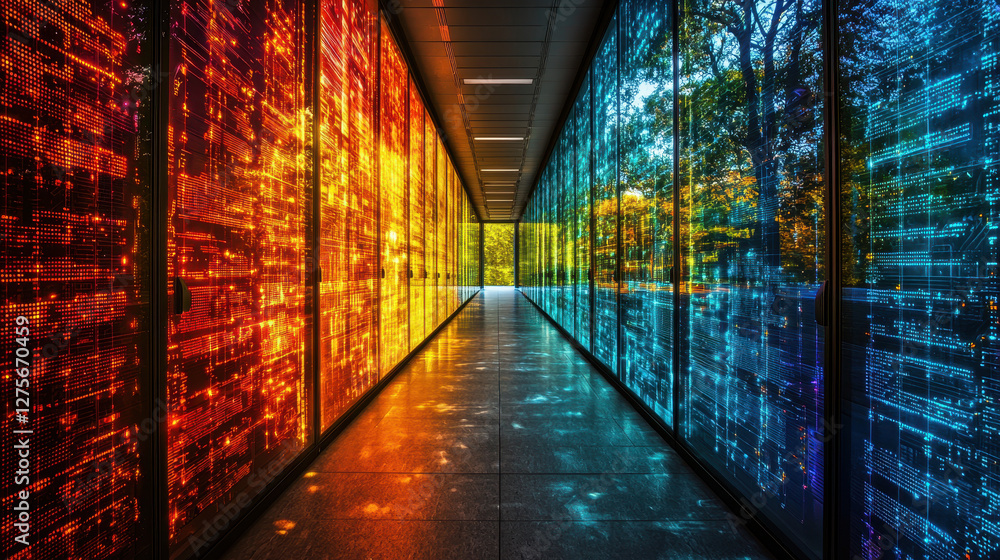 Aufkleber visual contrast showcases the evolution of ai infrastructure with an outdated data center beside a m