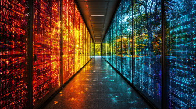 Visual contrast showcases the evolution of AI infrastructure with an outdated data center beside a modern sustainable facility