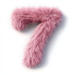 Number 7 made of soft fluffy fur with realistic strands isolated on a clean white background