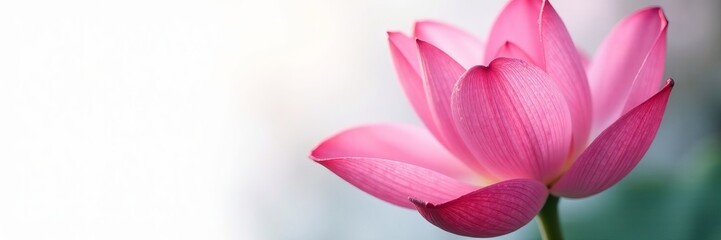 Fototapeta premium Close-up of delicate lotus petal with dew drops on white backdrop, Zen, spirituality, meditation