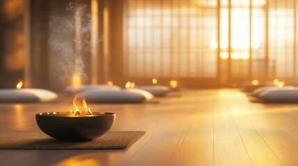 Serene Space with Cushions and Incense Glow